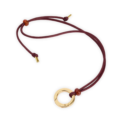 Eyeglasses Necklace Holder Black Leather & Gold Ring