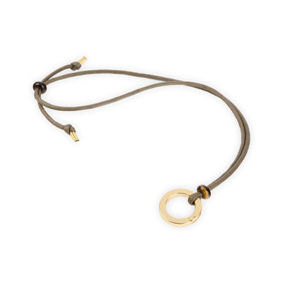 Eyeglasses Necklace Holder Khaki Cotton & Gold Ring