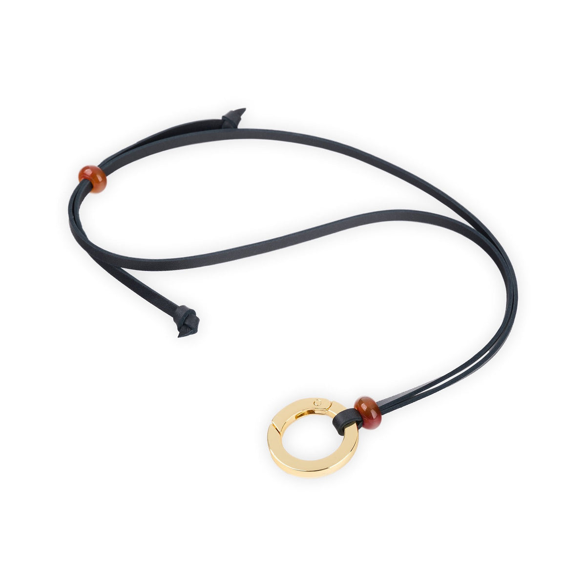 Eyeglasses Necklace Holder Natural Leather & Silver Ring