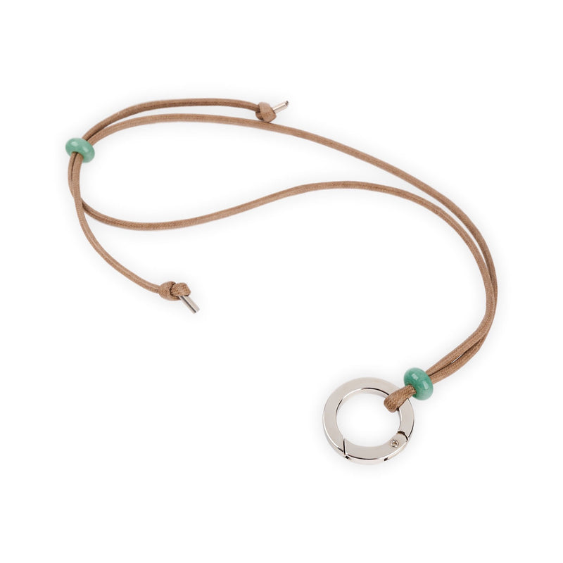 Eyeglasses Necklace Holder Latte Cotton & Silver Ring