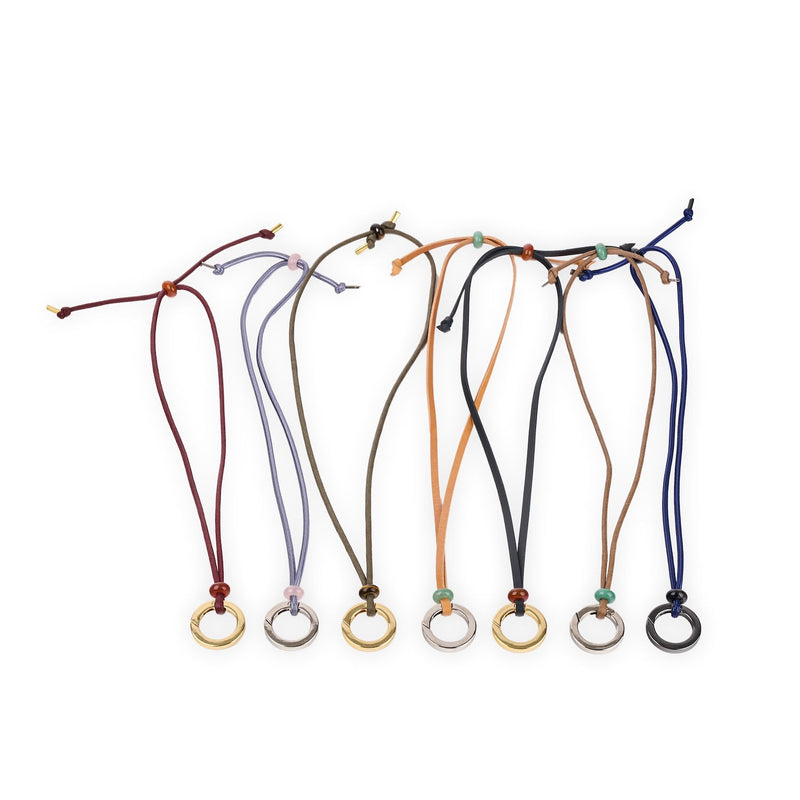 Eyeglasses Necklace Holder Latte Cotton & Silver Ring