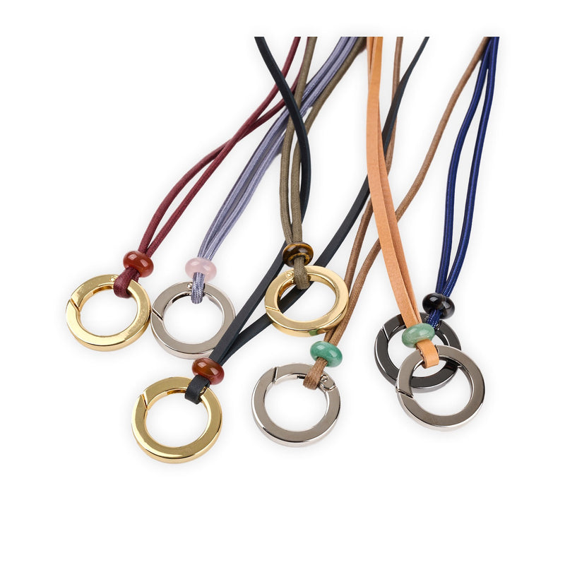 Eyeglasses Necklace Holder Black Leather & Gold Ring