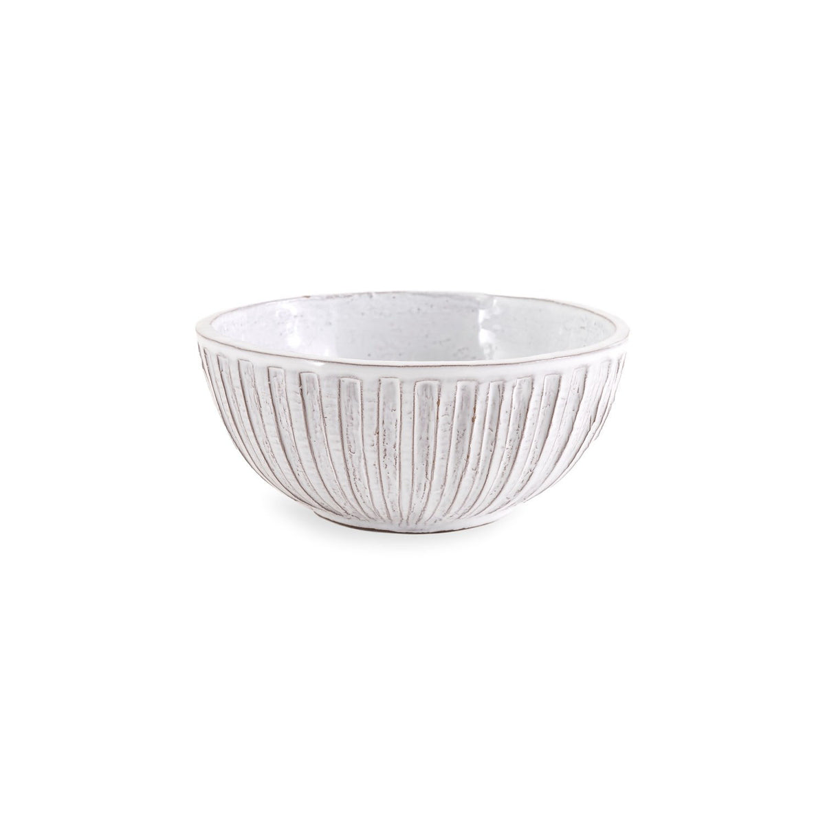 Small Engraved Stripe Serving Bowl- White