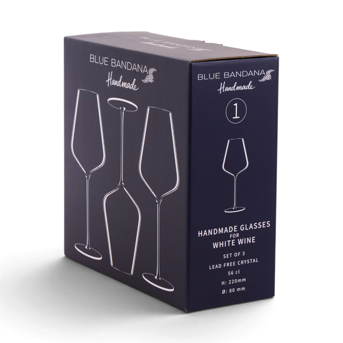 Set of 3 White Wine Glasses