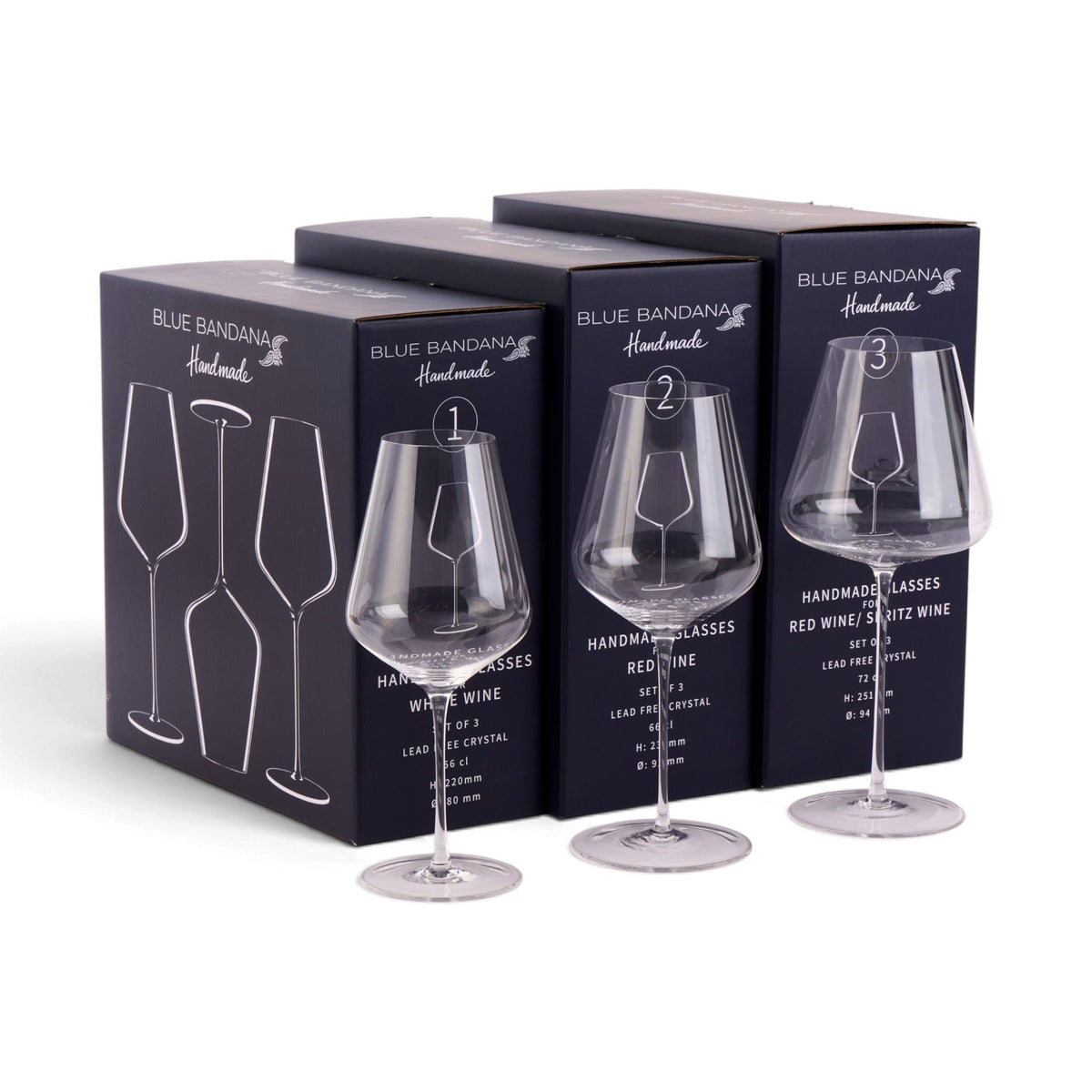 Set of 3 Red Wine Glasses