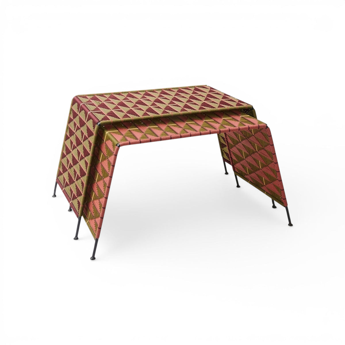 Set of 2 nesting tables - Red & Bordeaux