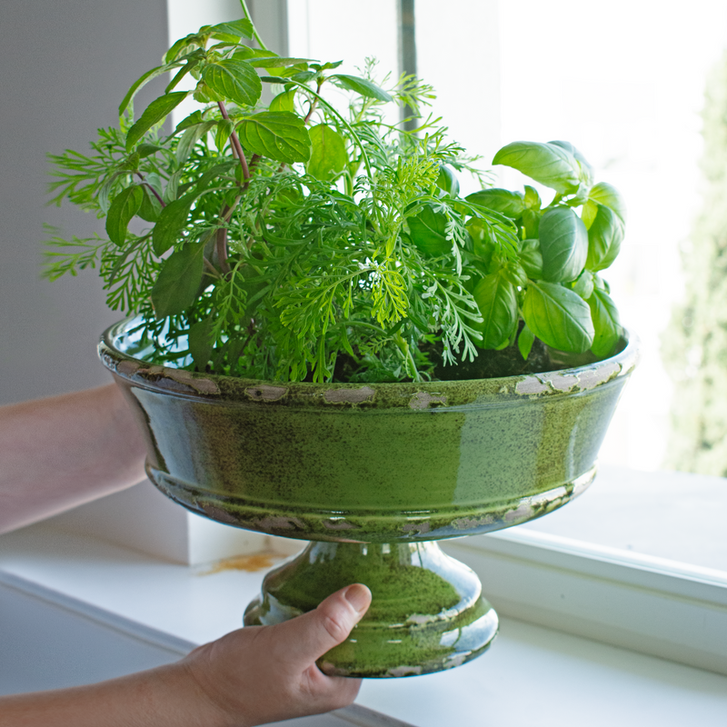 Pompeii Crackle Glaze Bowl on Leg- 31cm