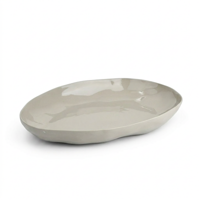 Organic Stoneware Off White Oval Open Bowl