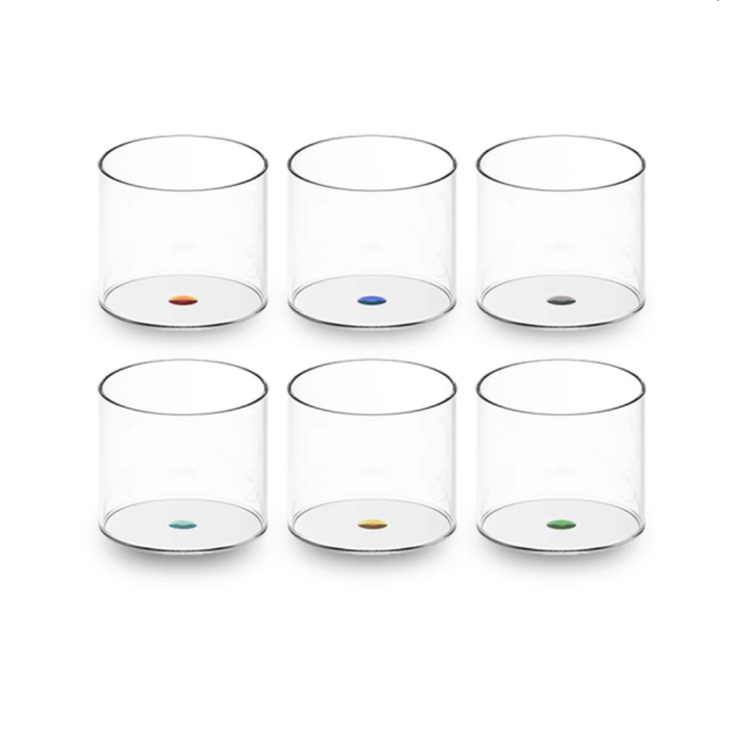 Set of 6 Glasses with Colorful Rings