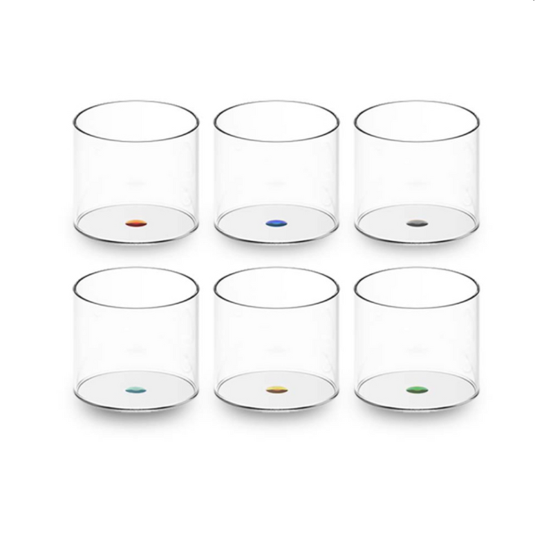 Set of 6 Glasses with Colorful Rings