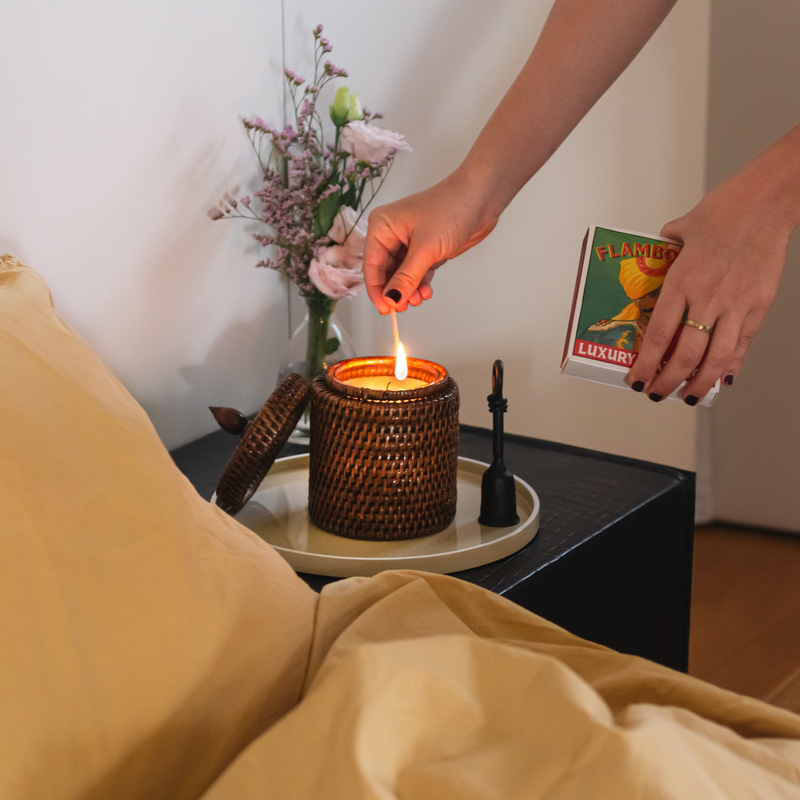 Rattan Candle with a lid