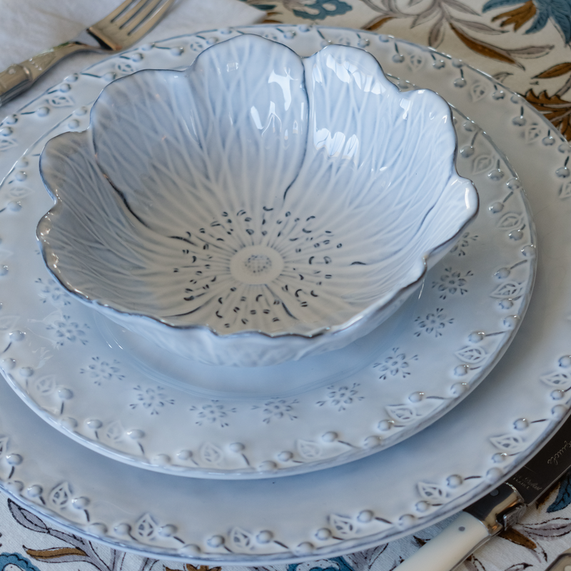 Verde Flower White Bowl