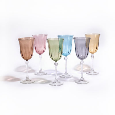 Pastel Colored Wine Glasses, Set of 6
