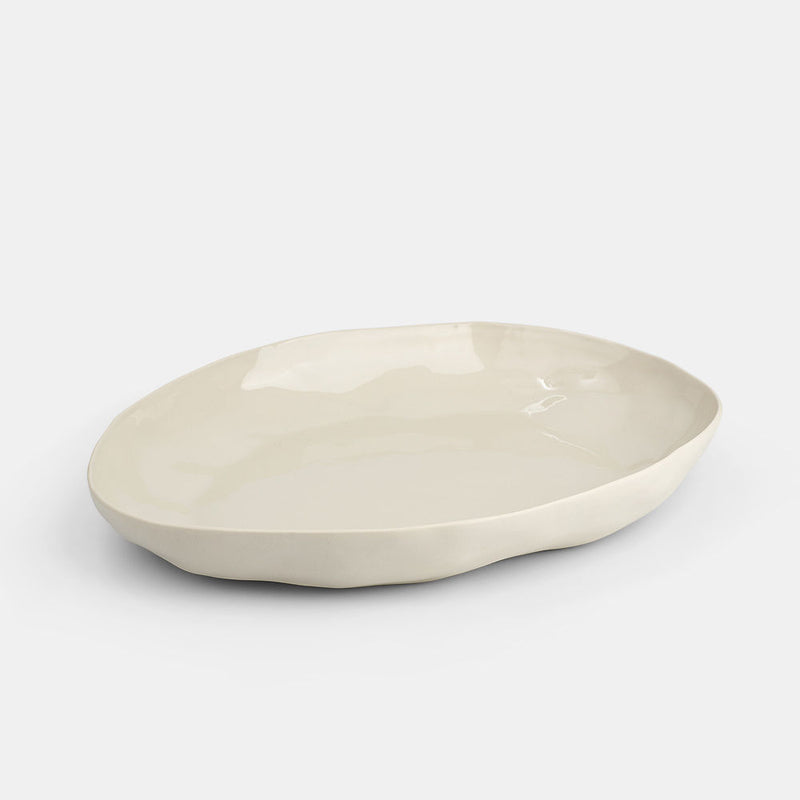 Organic Stoneware Grey Oval Open Bowl