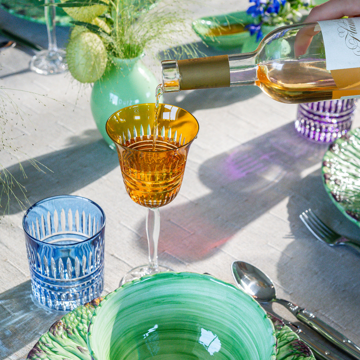Lines Colored Wine Glasses, Set of 6