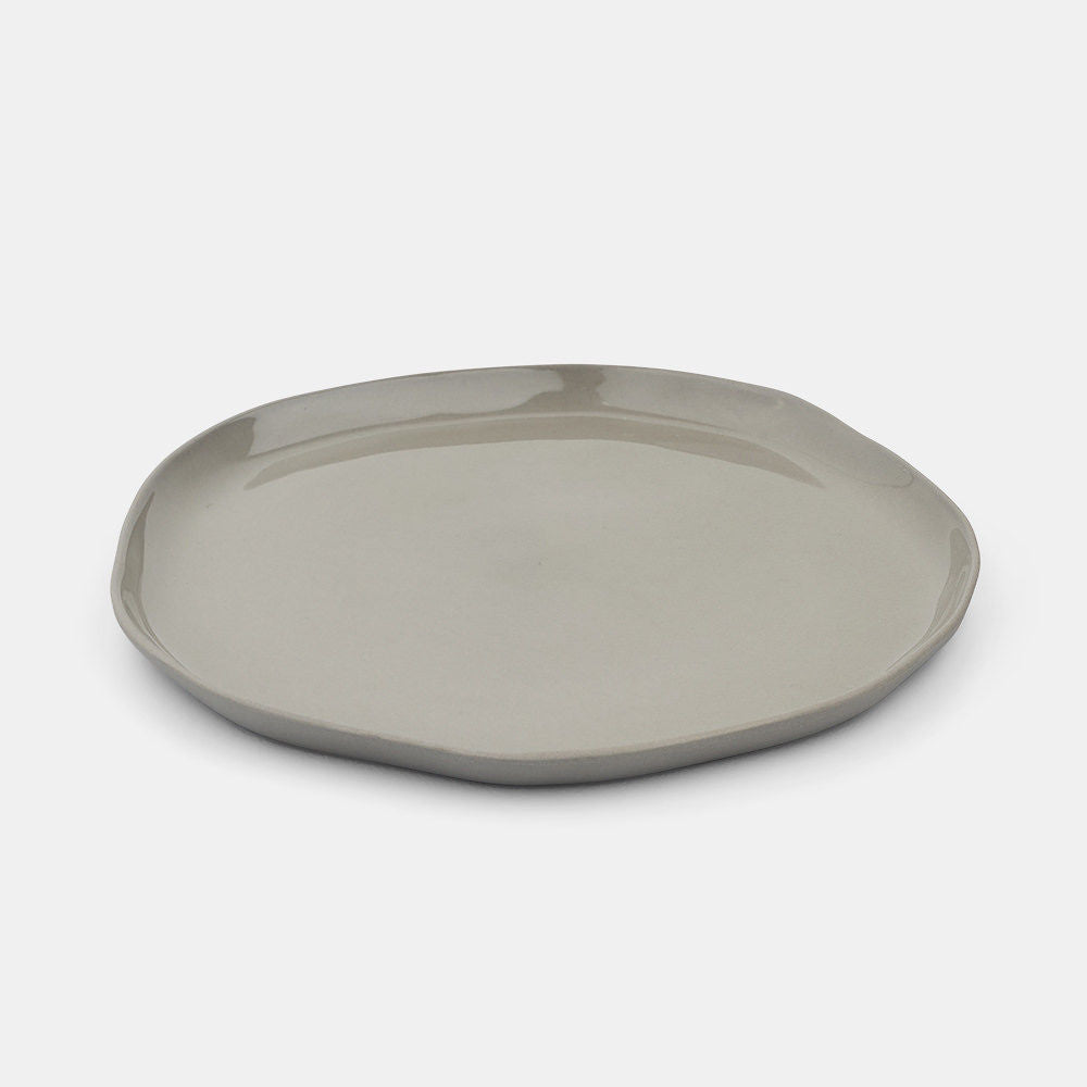 Organic Stoneware Gray Round Flat Platter