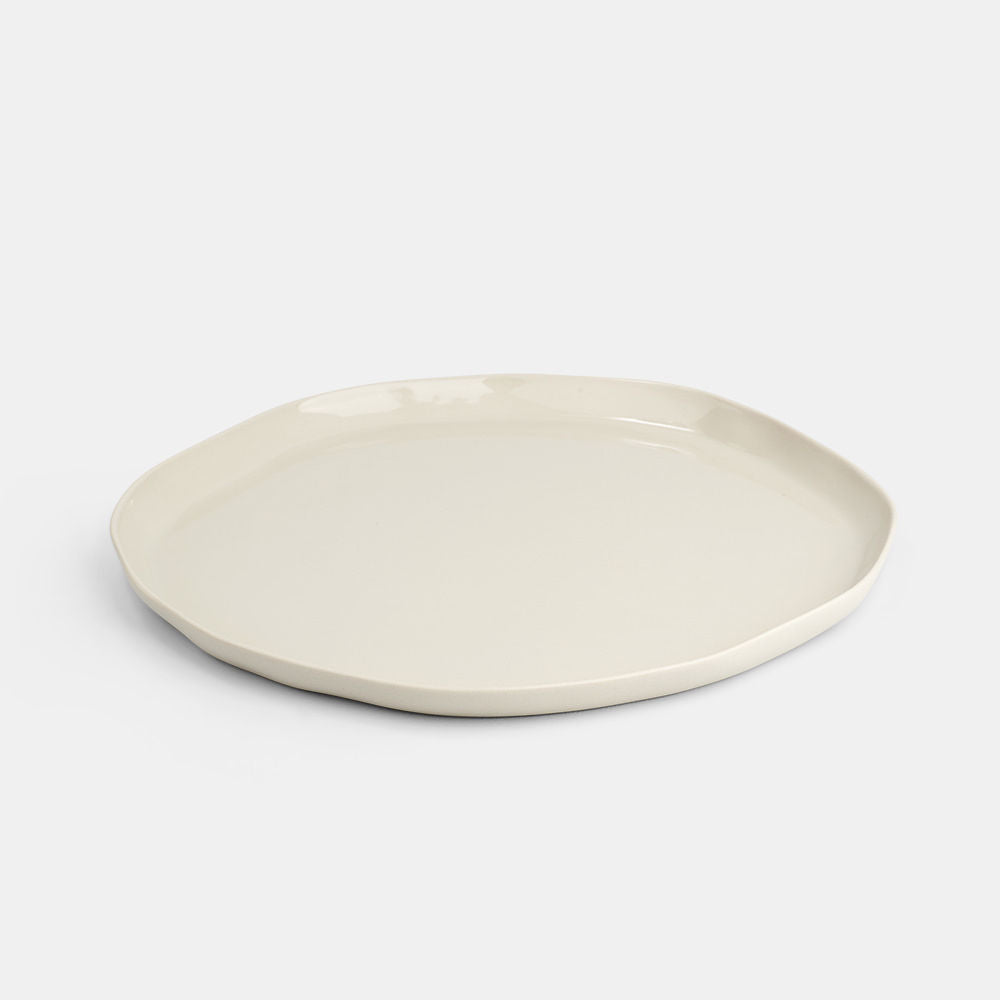Organic Stoneware Off White Round Flat Platter