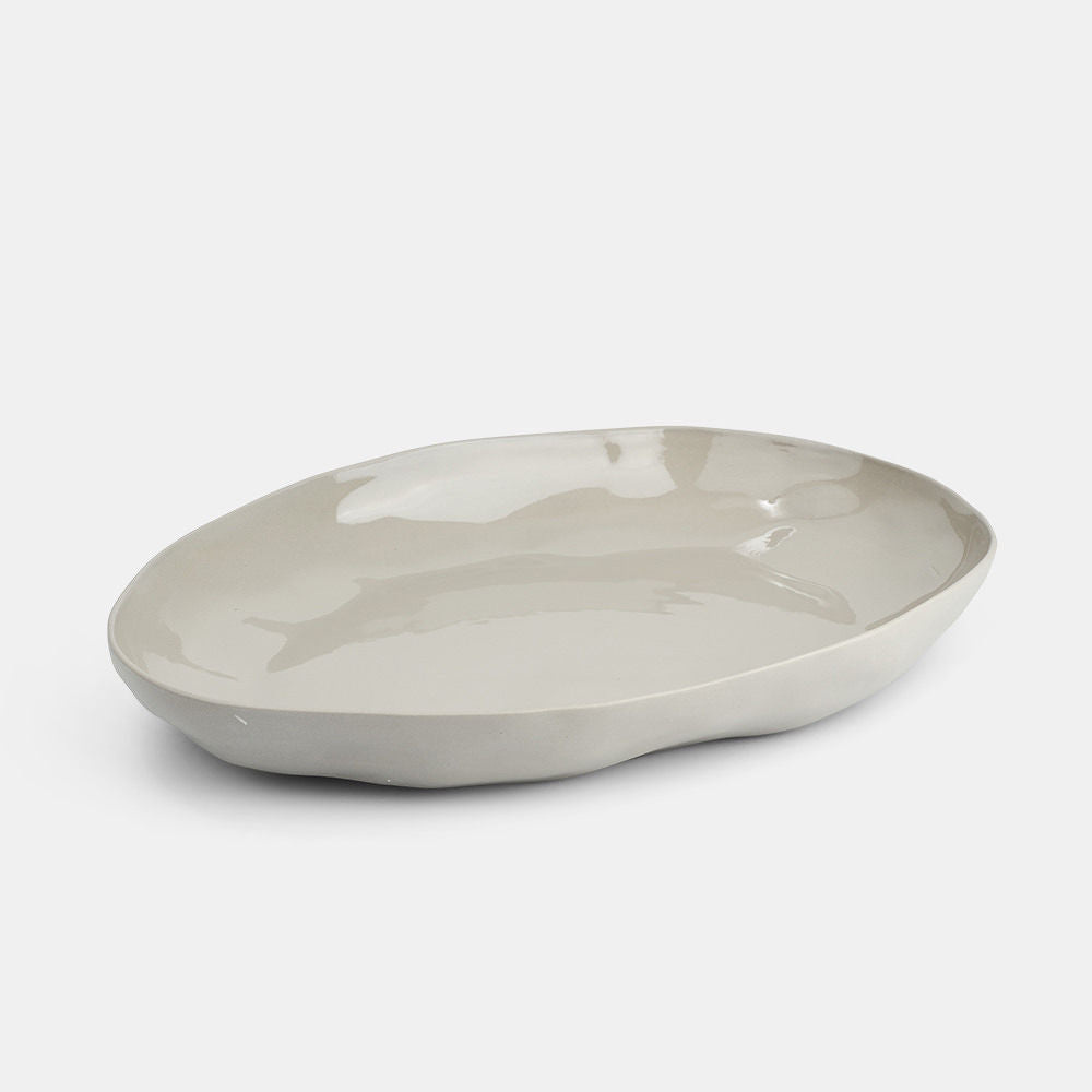 Organic Stoneware Grey Oval Open Bowl